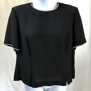 Leslie Fay Plus Black & Rhinestone Pantsuit!  18